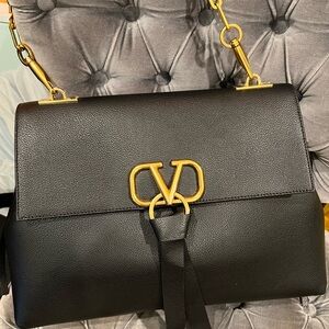 Valentino Black and Gold Shoulder Bag